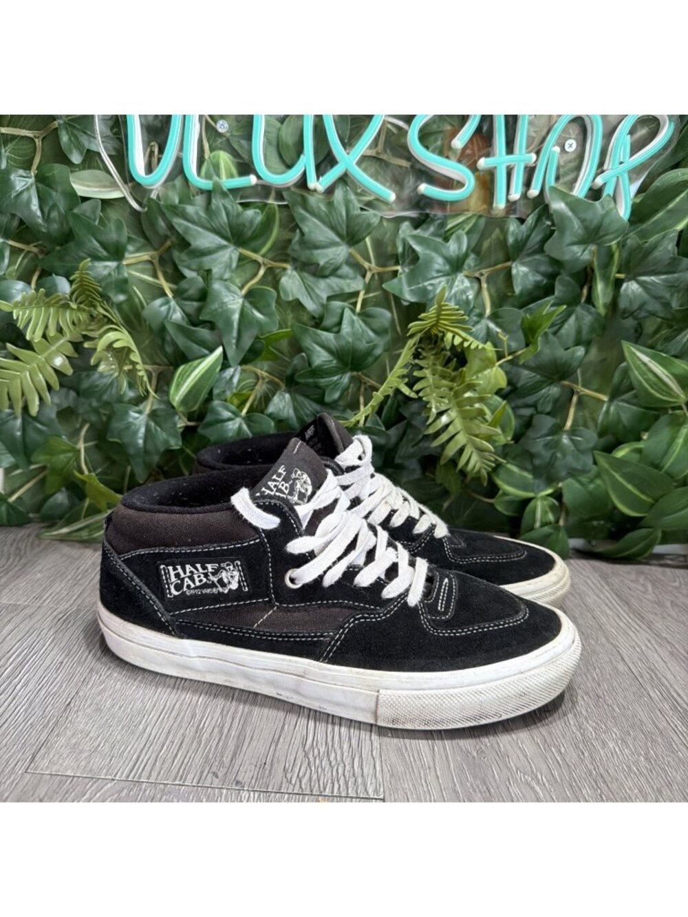 Vans Half Cab Pro Skate Shoes Men 6.5 W 8 Black Suede Mid Top Skateboard Sneaker